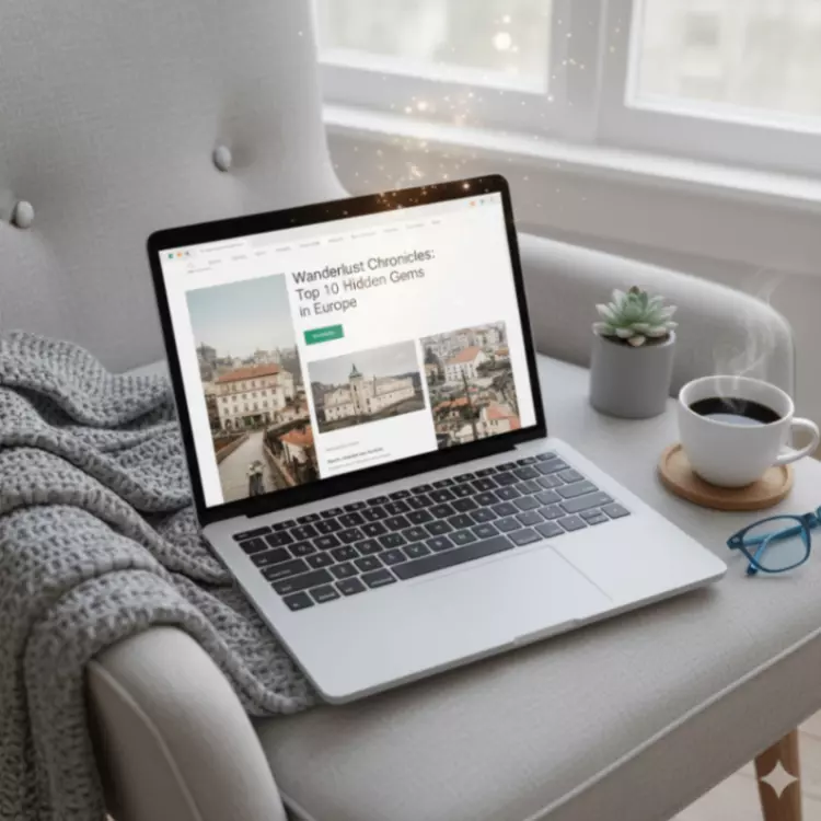 A creative representation of a blog. Perhaps an open notebook or a laptop displaying a well-designed blog post, with light emanating from it, symbolizing knowledge sharing. Around it, elements like a cup of coffee, a plant, and a comfortable setting. The overall feel should be inviting and intellectual.