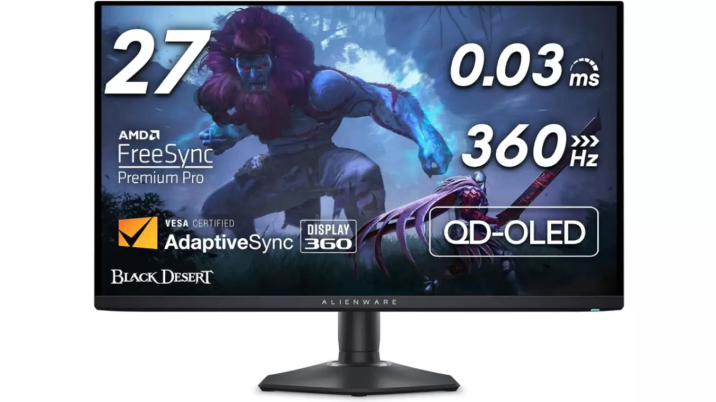 Alienware AW2725DF 1440p QD-OLED gaming monitor with its signature stand.