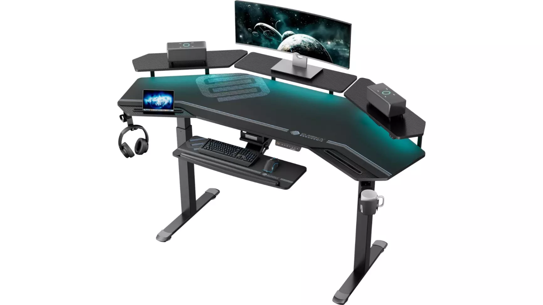 The premium EUREKA ERGONOMIC E70 electric standing gaming desk with RGB.