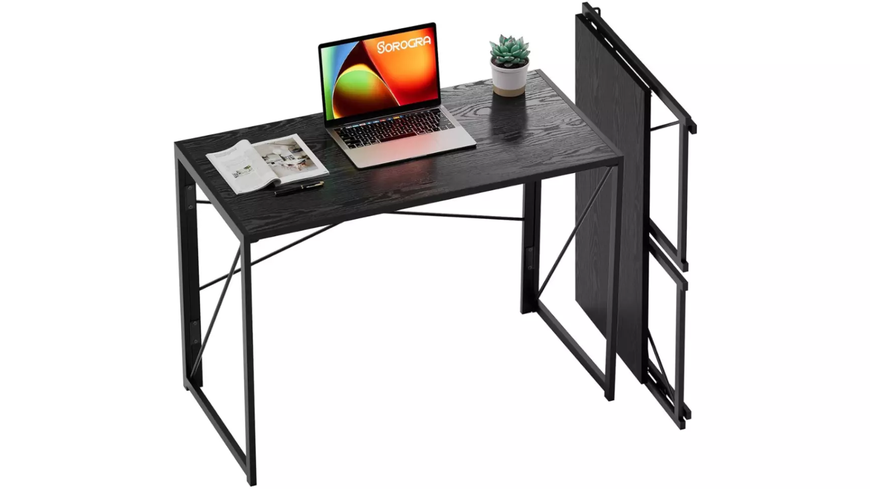 Coavas 40-inch foldable gaming table with a light wood top and no-assembly frame.