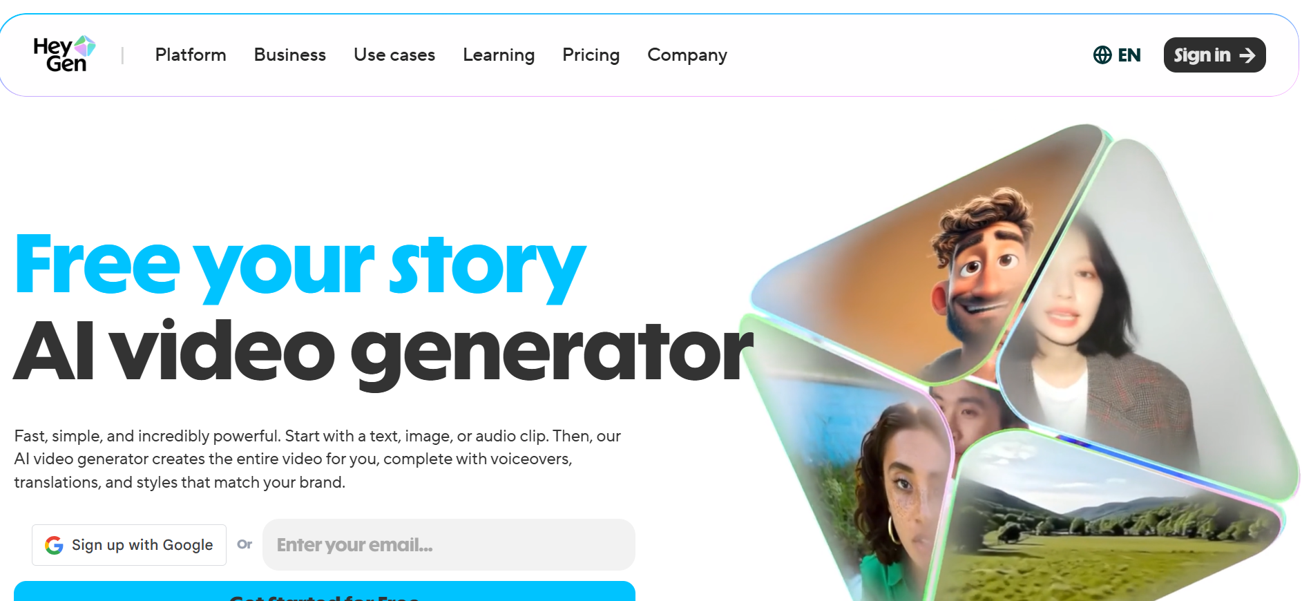 HeyGen's website homage page image