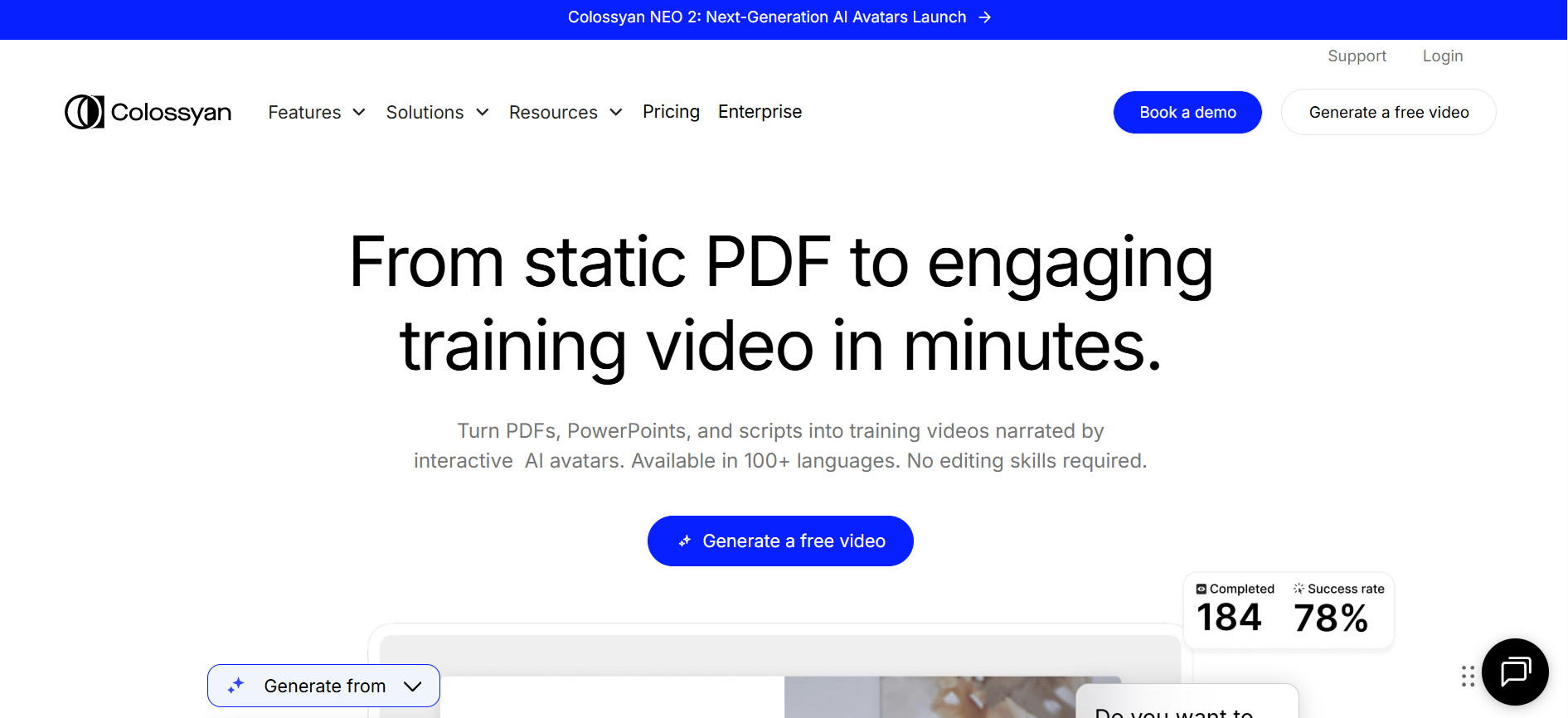 Image of Colossyan landing page