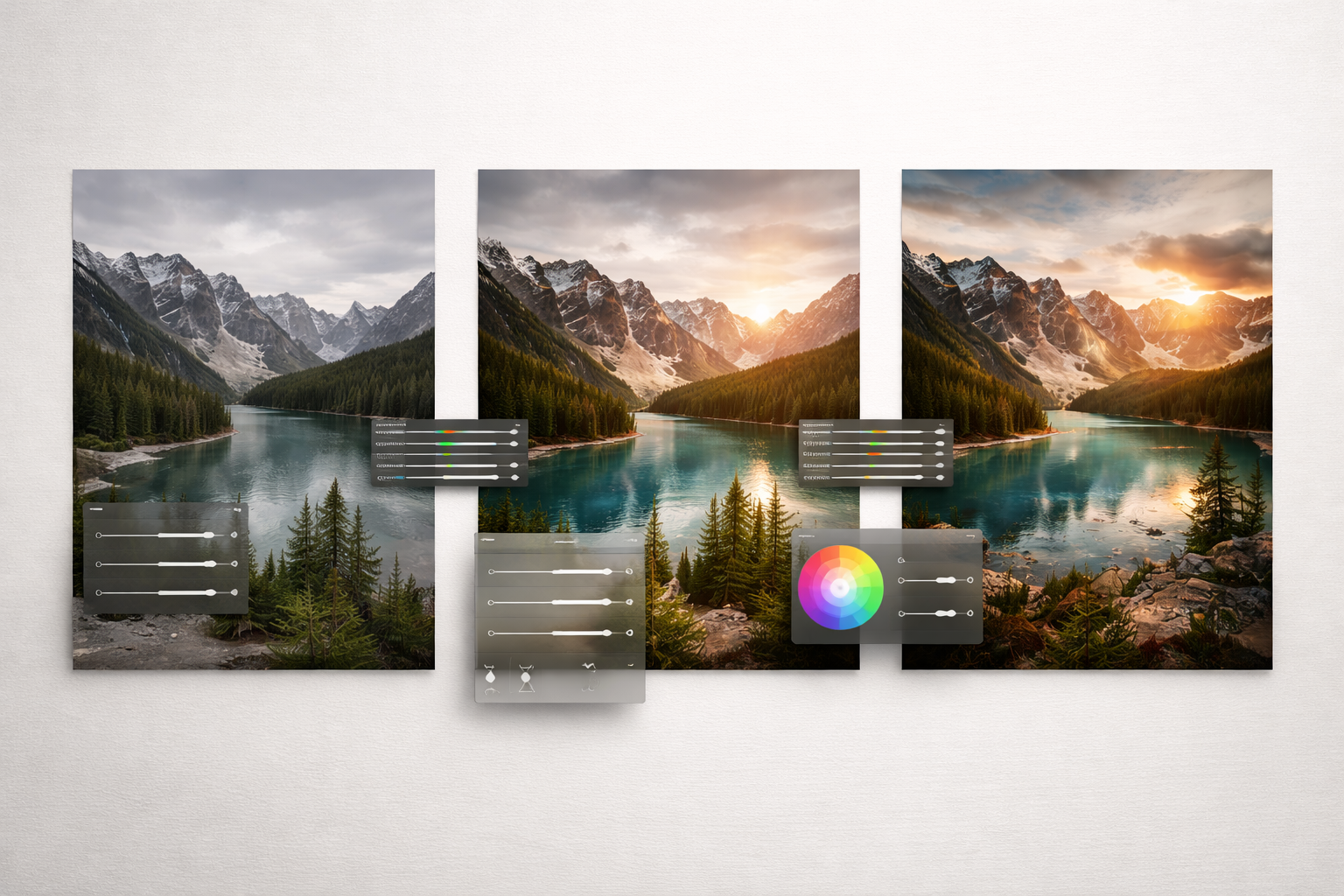 what is photo editing software showing photo transformation stages