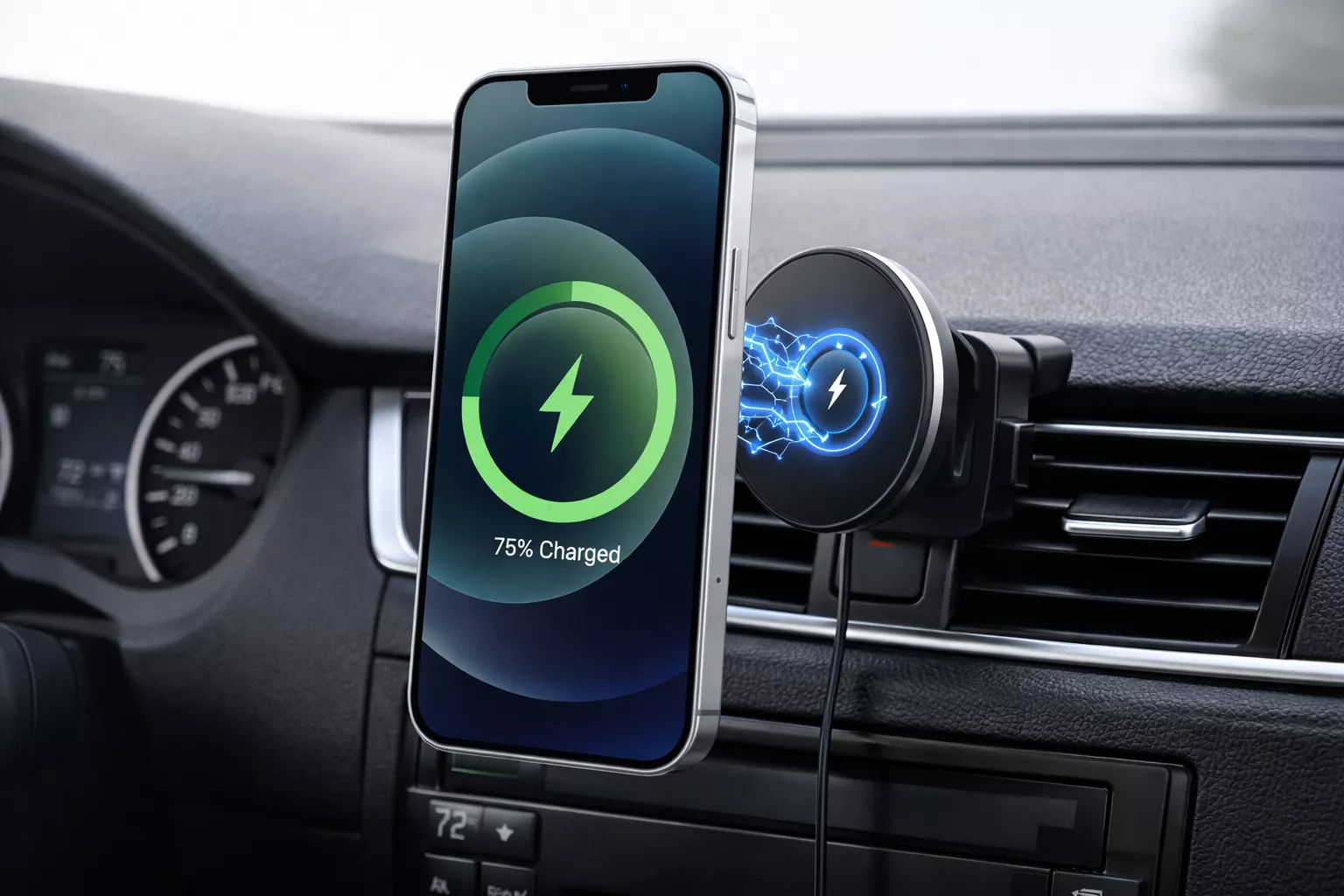 magsafe wireless car phone mount charging iphone on dashboard holder